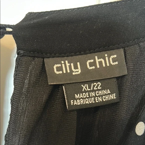 City Chic Black Dress with White Dots - Picture 2 of 9
